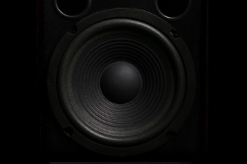 Close-up of audio loudspeaker, Musical equipment, professional speaker box.