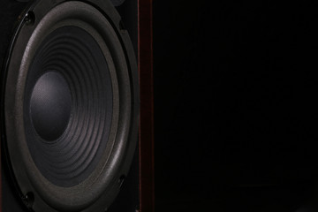 Close-up speakers, music equipment, professional hi-fi speakers box