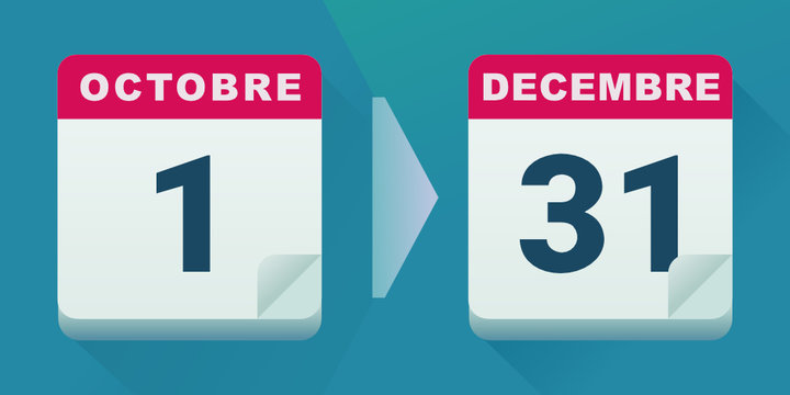Quatri&egrave;me trimestre de l'ann&eacute;e du 1 octobre au 31 d&eacute;cembre (flat design)