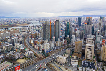 Fototapeta na wymiar skyline cityscape of Osaka in Japan