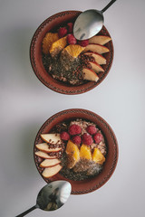 Bowl of breakfast  white background