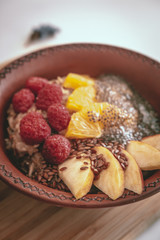 Bowl of breakfast  white background