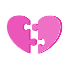 Assemble huge jigsaw puzzle in shape of a heart. Metaphor of love.