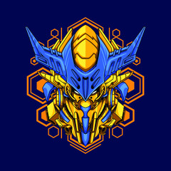 
Vector illustration, Mecha head with sacred geometry pattern