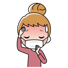 感染症対策でマスクをした女性