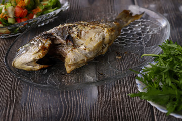 Grilled sea bream fish, sea fish.