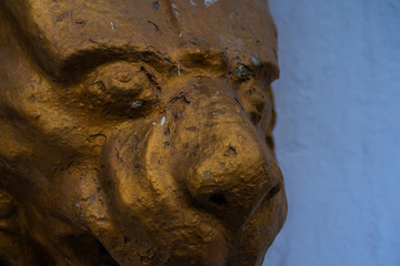 Lion face made of metal