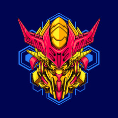 
Vector illustration, Mecha head with sacred geometry pattern