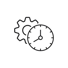 Time management vector icon. Clock and gear icon.