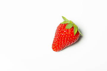 Close up of beautiful real fresh strawberry isolated on white background.
