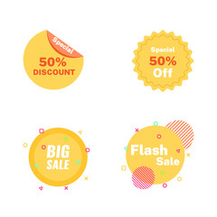 Set of discount label design and sales