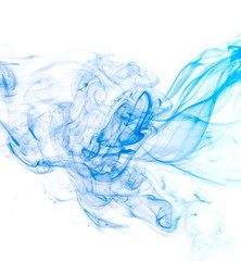 Blue smoke on white background