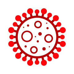 Wuhan Corona Virus, Covid-19, nCOV, MERS-CoV Novel Coronavirus Cell Stamp. Covid 19 Red Vector. Epidemic Warning Symbol or Sign, Risk Zone Sticker. Asian Respiratory Syndrome Disease.