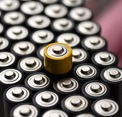 Alkaline battery AAA size with selective focus on single battery
