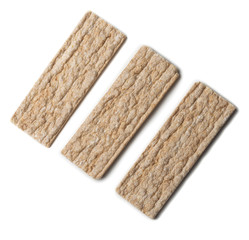 Extruded rye bread for diet isolated on white background