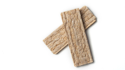 Extruded rye bread for diet isolated on white background