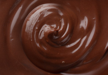 Swirl of chocolate paste view from above