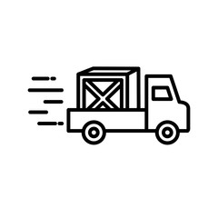 Delivery box over truck line style icon vector design