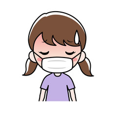 感染症対策でマスクをした女の子