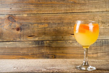 

Selection of summer alcohol drinks - mocktails and cocktails. Aperol spritz, Cube libre, Gimlet martini, mojito, sangria. Various cold summer bar and party beverages on wooden background copy space
