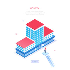 Hospital - modern colorful isometric vector web banner