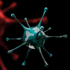 Coronavirus disease COVID-19 outbreak. Microscopic view of a infectious virus. SARS-CoV-2 virus cell. 3D Rendering,3D Illustration 