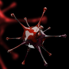 Coronavirus disease COVID-19 outbreak. Microscopic view of a infectious virus. SARS-CoV-2 virus cell. 3D Rendering,3D Illustration 