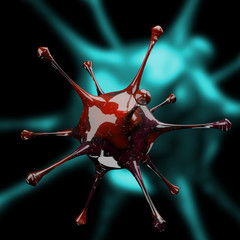 Coronavirus disease COVID-19 outbreak. Microscopic view of a infectious virus. SARS-CoV-2 virus cell. 3D Rendering,3D Illustration 