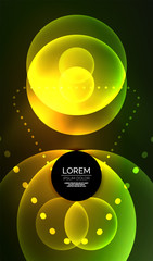 Glowing neon shiny transparent abstract geometric shapes with light effects. Techno futuristic vector abstract background For Wallpaper, Banner, Background, Card, Book Illustration, landing page