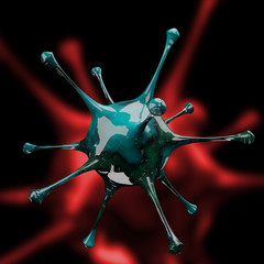 Coronavirus disease COVID-19 outbreak. Microscopic view of a infectious virus. SARS-CoV-2 virus cell. 3D Rendering,3D Illustration 