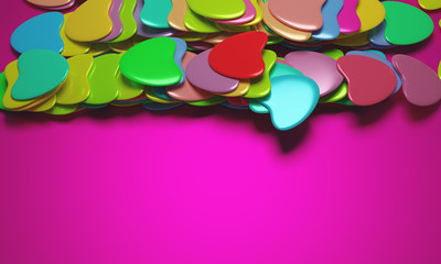 Beautiful background with hearts, Happy Valentine's Day! 3d illustration, 3d rendering.