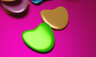 Beautiful background with hearts, Happy Valentine's Day! 3d illustration, 3d rendering.