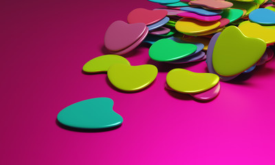 Beautiful background with hearts, Happy Valentine's Day! 3d illustration, 3d rendering.