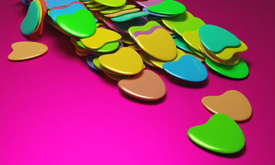 Beautiful background with hearts, Happy Valentine's Day! 3d illustration, 3d rendering.
