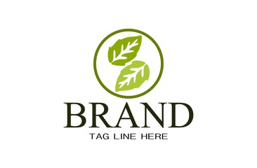Leaf logo, free hand vector leaf with your BRAND and white background