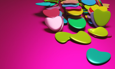 Beautiful background with hearts, Happy Valentine's Day! 3d illustration, 3d rendering.