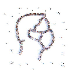 A group of people in the shape of a man in a mask. Stop coronavirus, stop Covid 2020.3D render