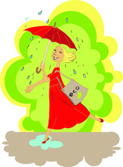 girl with an umbrella in the rain