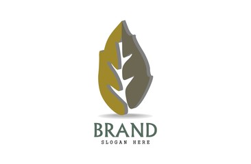 Leaf logo, free hand vector leaf with your BRAND and white background