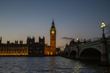 Fototapeta na wymiar Houses of Parliament, Palace of Westminster, London, dusk