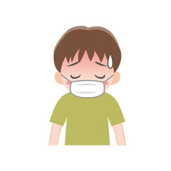 感染症対策でマスクをした男の子