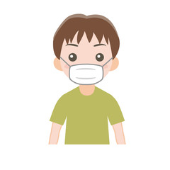 感染症対策でマスクをした男の子