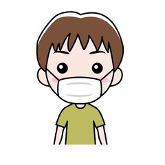 感染症対策でマスクをした男の子