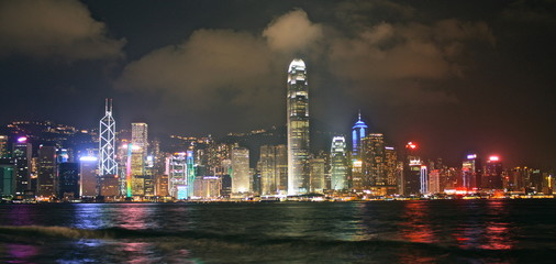 Skyline de nuit Hong Kong Asie