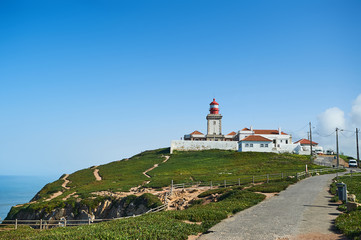 Lighthouse. Portugal. West Atlantic coast of Algarve region. Portugal landscape.