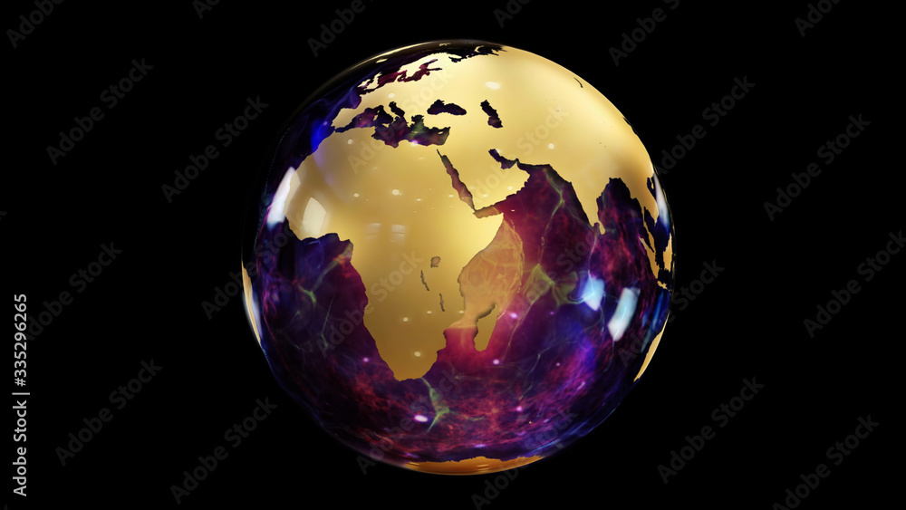 Aufkleber 3d rendering of an abstract stylized planet globe. creative and technological design of planet earth