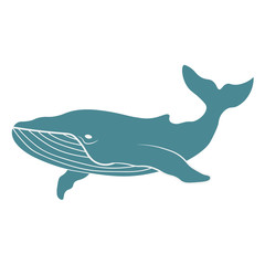 Vector cute cartoon blue whale isolated on white background. Vector illustration EPS.10