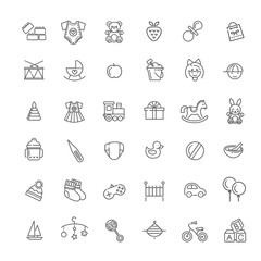 Vector outline line web icon set. Feeding and care