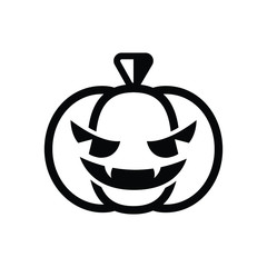 Scary spooky evil Halloween pumpkin icon. Simple flat vector illustration.