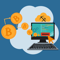 Cloud mining of cryptocurrency concept vector illustration